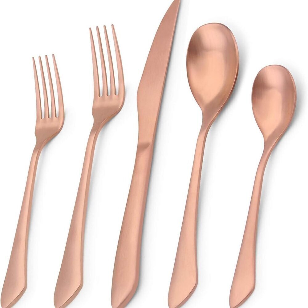 Matte Copper Flatware Set 20-Piece Stainless Steel Silverware